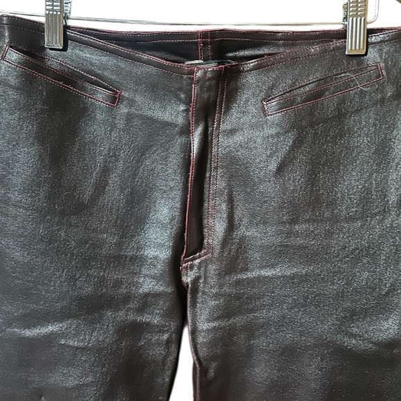 Tandem Leather Pant Brown & Ruby Red Stitching | Boutique Women’s Size 40 = US 4 - Picture 4 of 14